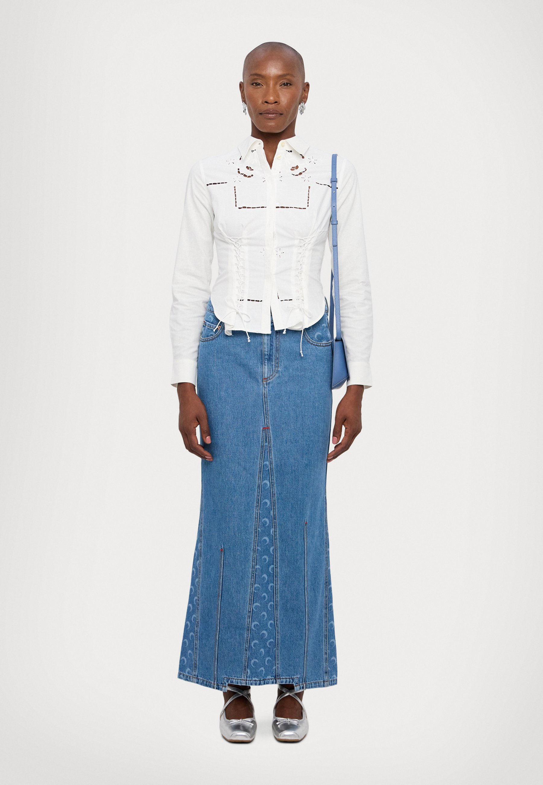 【関税&送料込】Marine Serre Moon Laser Long Skirt Moon Laser Denim Long Skirt • Marine Serre