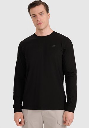 4F 4F LONGSLEEVE REGULAR GŁADKI MĘSKI - Camiseta de manga larga - deep black