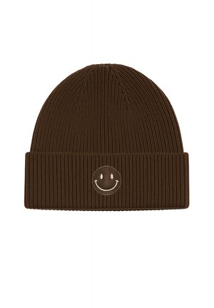 MIT SMILEY-STICKEREI - Beanie - dunkelbraun