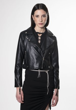 BIKER - Imitatieleren jas - black