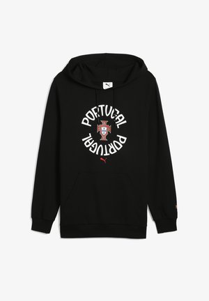 Musta huppari, jossa on naru, jossa on valkoiset tekstit "PORTUGAL", keskellä vaakuna ja punaisia yksityiskohtia. Sisältää etutaskun ja ribatut hihansuut.