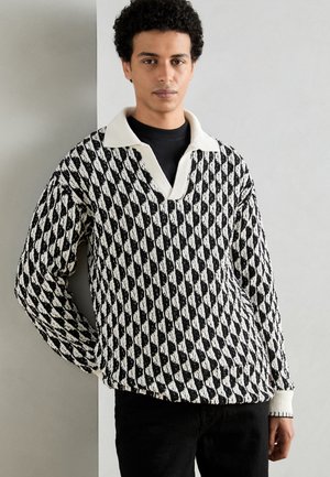Scotch & Soda TEXTURED DROPPED SHOULDER LONG SLEEVE POLO - Jumper - white