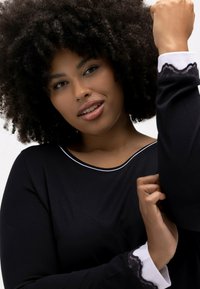 Ulla Popken HEM CONTRAST SUPER SOFT - Camicia da notte - black