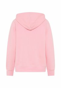 Roze hoodie met een eenvoudig ontwerp, gemaakt van zachte stof. Voorzien van een kangoeroezak, geribbelde manchetten en een klassieke pasvorm.