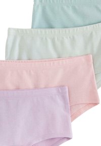 Trepack med bomullsunderkläder i ljusa färger: mintgrön, mjuk rosa och lavendel. Varje trosa har en slät yta och elastiskt midjeband.