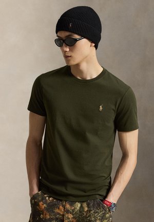 Polo Ralph Lauren, CUSTOM SLIM FIT JERSEY CREWNECK T-SHIRT - Обикновена тениска - company olive