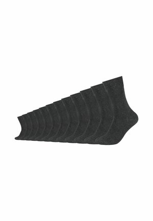 Pack mit 12 dunkelgrauen Socken im Crew-Stil aus einem weichen, strukturierten Stoff mit geripptem Saum und verstärkter Zehenpartie für Langlebigkeit.