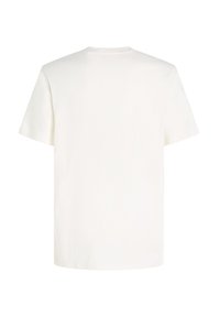 Hvid kortærmet t-shirt med rund hals, lavet af blødt bomuldsstof med en glat overflade, ensfarvet design og uden synlige mønstre.