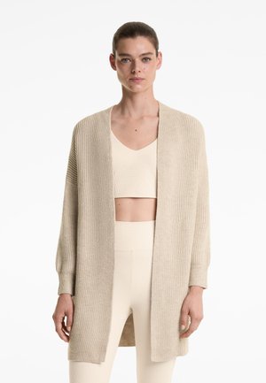 OYSHO LONG RIB KNIT - Kardigán - stone
