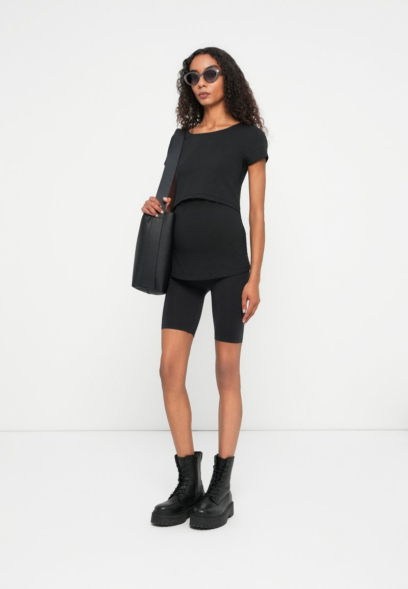 Short Maternité Mamalicious Jeanne - Short Uni Taille Haute Confortable Pour Femme Enceinte