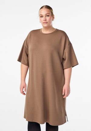 MIT SEITENSCHLITZEN - Jerseykjole - fossil