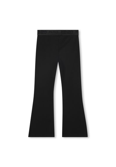 Leggings svasati neri con un ampio elastico in vita su cui è impresso "KENZO PARIS". Realizzati in un tessuto morbido e stretch per comfort e flessibilità.