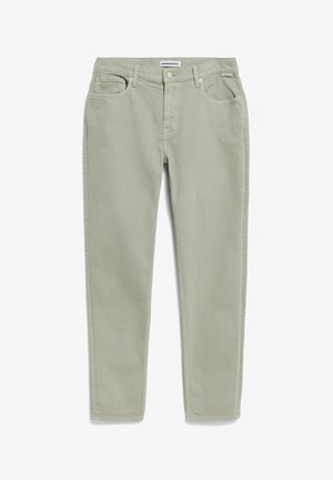 Lichtgroene katoenen jeans met een slim fit, vijf zakken en een ritssluiting. Kenmerkt zich door subtiele stiksels en een minimalistisch ontwerp.