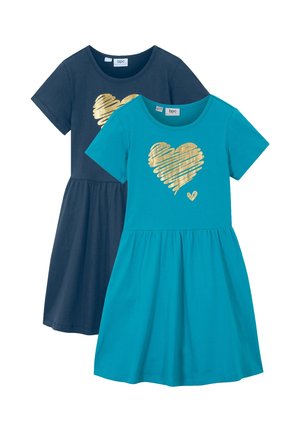 KURZARM 2ER PACK - Robe en jersey - blue