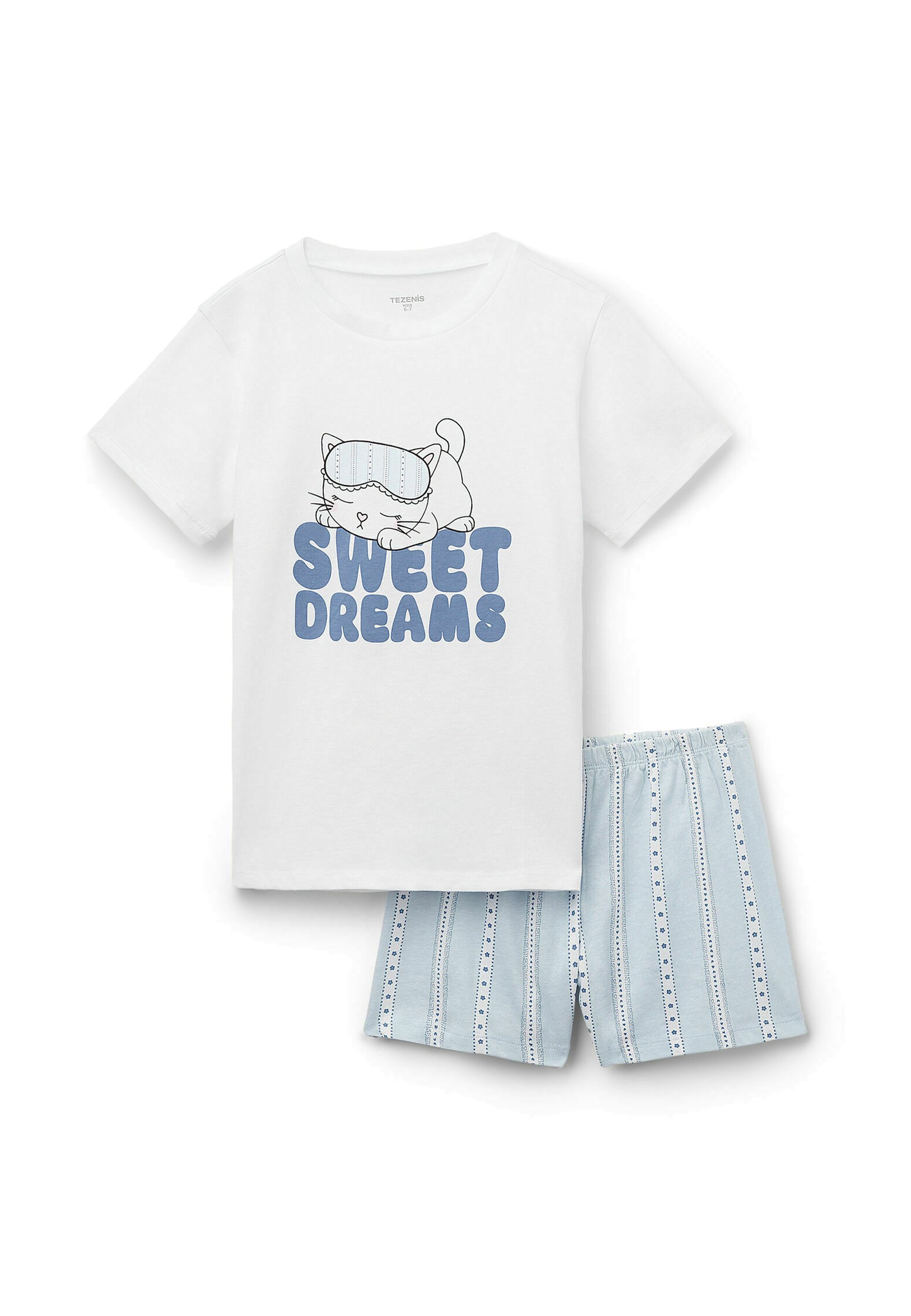 Tezenis Outlet Pigiama Tezenis Con Stelle Maglietta Bianca Maglia