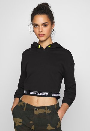 LADIES LOGO WAISTBAND CROPPED HOODY - Hoodie - black
