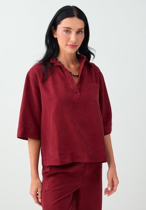 Jimmy Key, POLO COLLAR THREE-QUARTER SLEEVE BLOUSE - Blouse - red