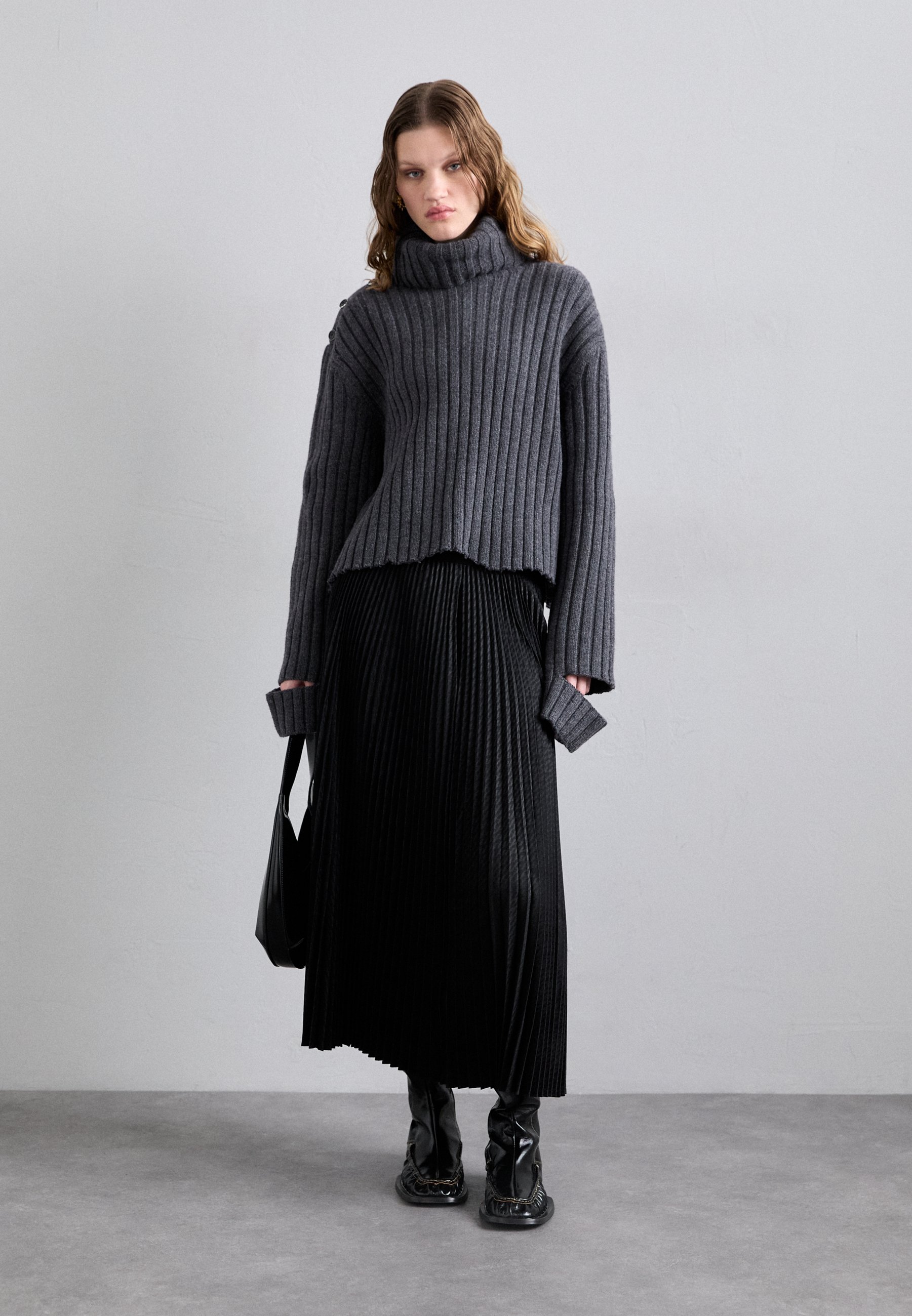 Helmut Lang PLEATED - Maxi skirt - black - Zalando.ie