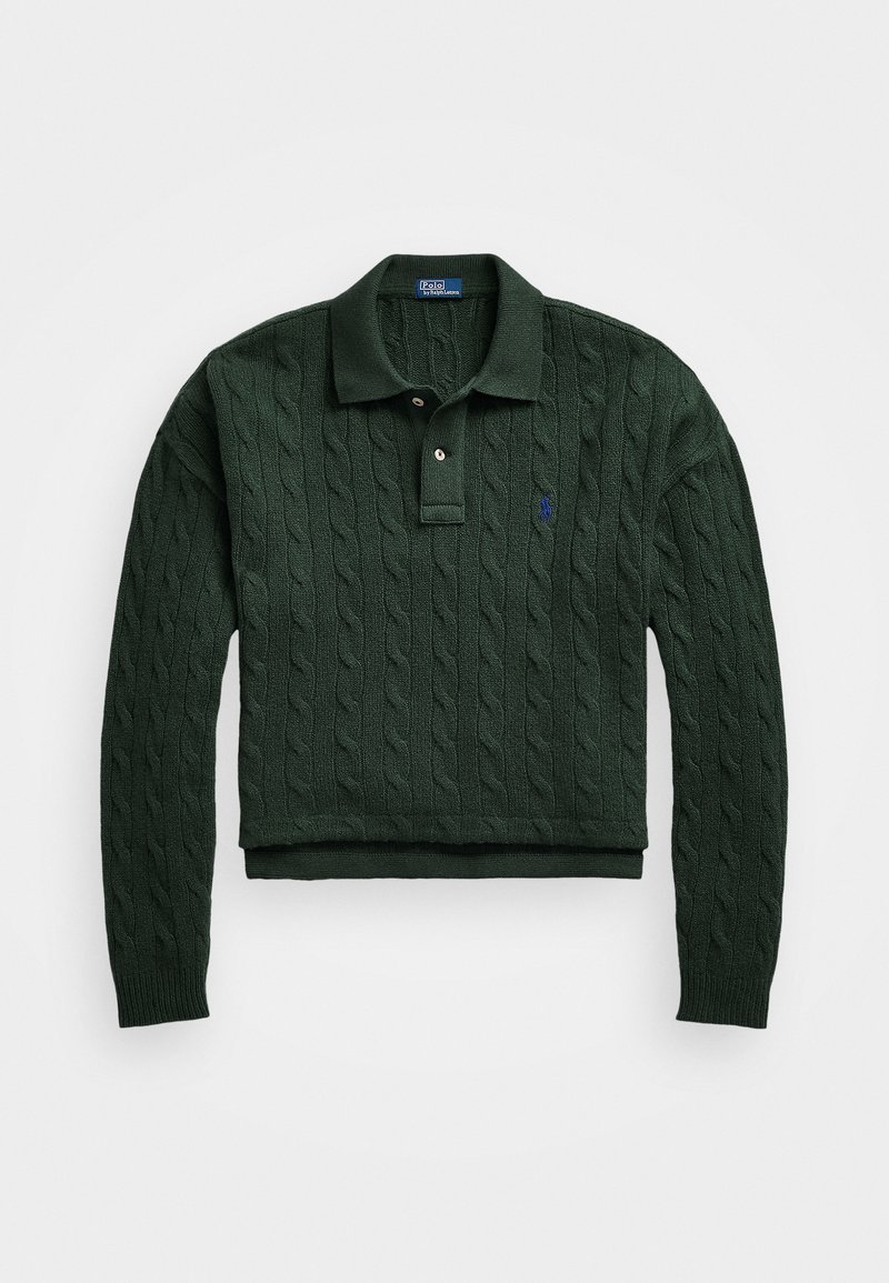Polo Ralph Lauren CABLE WOOL CASHMERE POLO SHIRT - Džemperis - mallard