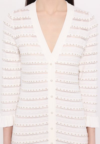 sandro ROBE MIDI ENCOLURE FRILL - Vestido informal - ecru