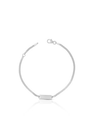 BÉBÉ BRACELET PANZER , 18CM GRAVURPLATTE 2.1CM - Armband - weißgoldfarben