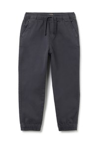 Graue Jogginghosen aus Baumwollmischgewebe mit einem elastischen Taillenbund mit Kordelzug, seitlichen Taschen und elastischen Bündchen.
