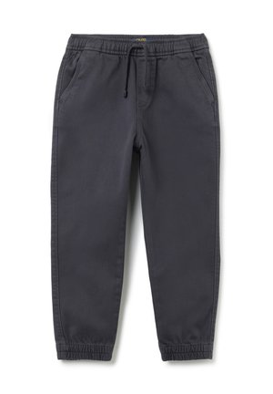 Graue Jogginghosen aus Baumwollmischgewebe mit einem elastischen Taillenbund mit Kordelzug, seitlichen Taschen und elastischen Bündchen.