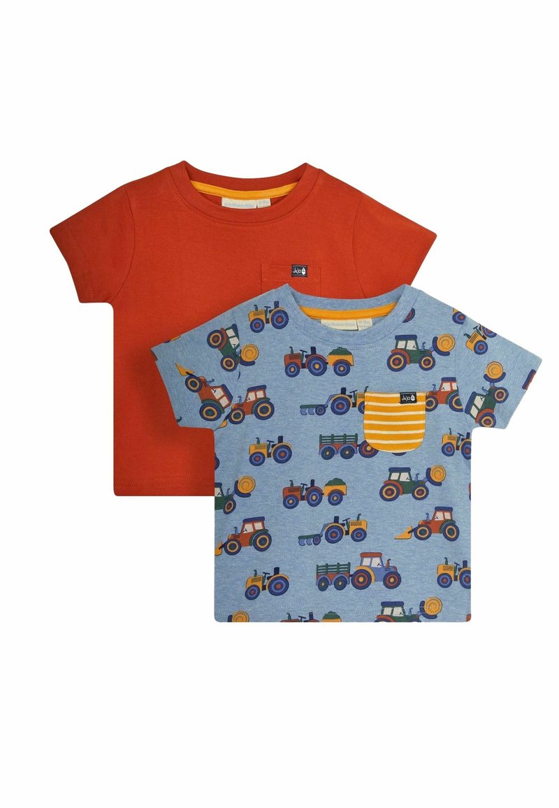 JoJo Maman Bébé 2-PACK REGULAR FIT - Paprasti marškinėliai - blue farm vehicles