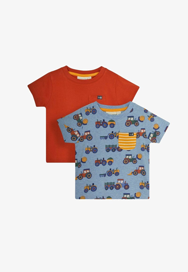 JoJo Maman Bébé 2-PACK REGULAR FIT - T-paita - blue farm vehicles