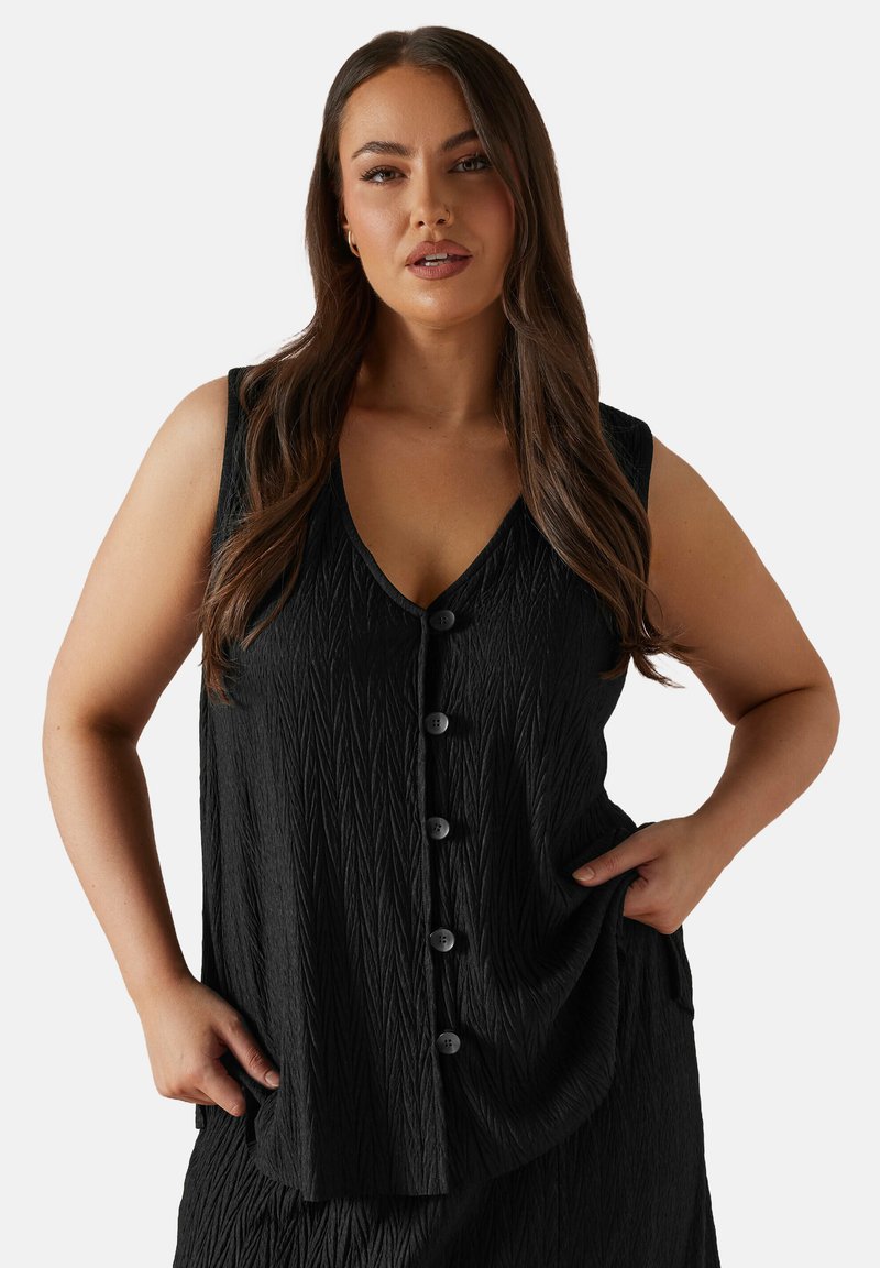 Yours Clothing CRINKLE PLISSE  - Blus - black