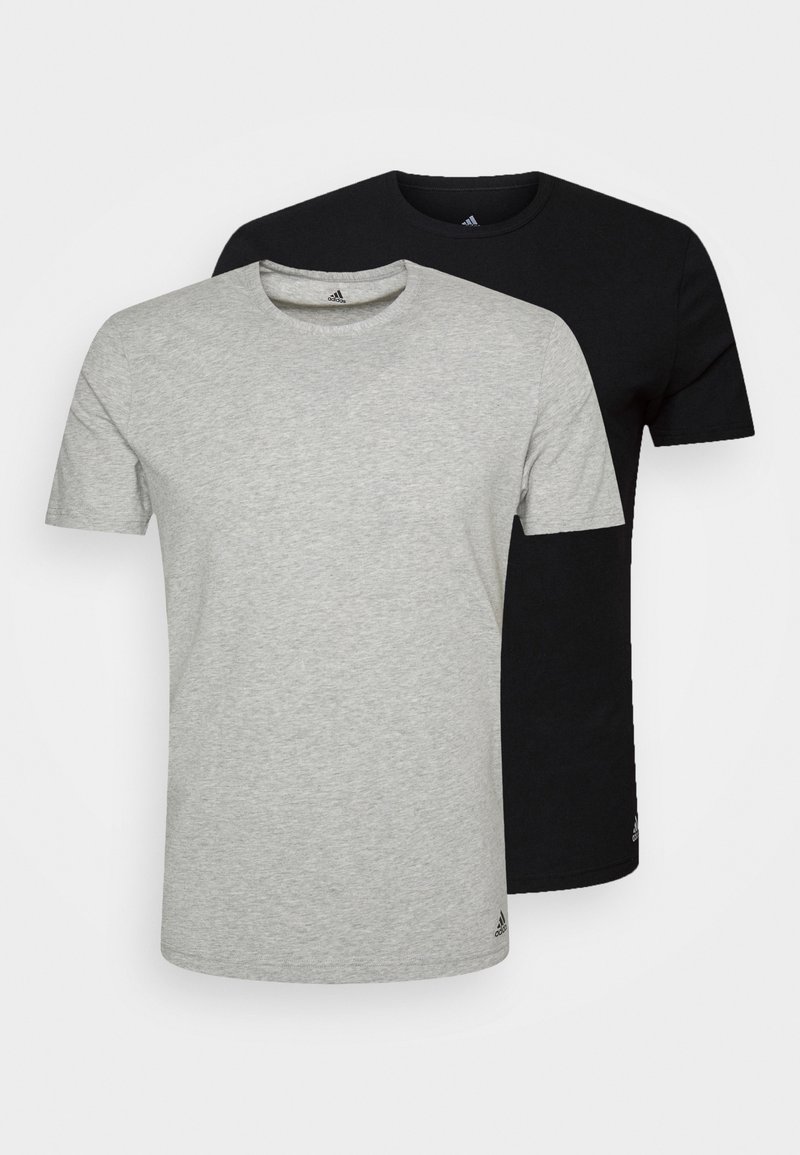 adidas Sportswear 3 STRIPES CREW NECK 2 PACK - Apatiniai marškiniai - black/heather grey
