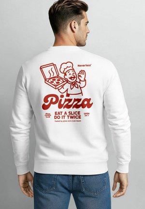 MIT BACKPRINT PIZZA EAT A SLICE - Sweatshirt - weiß