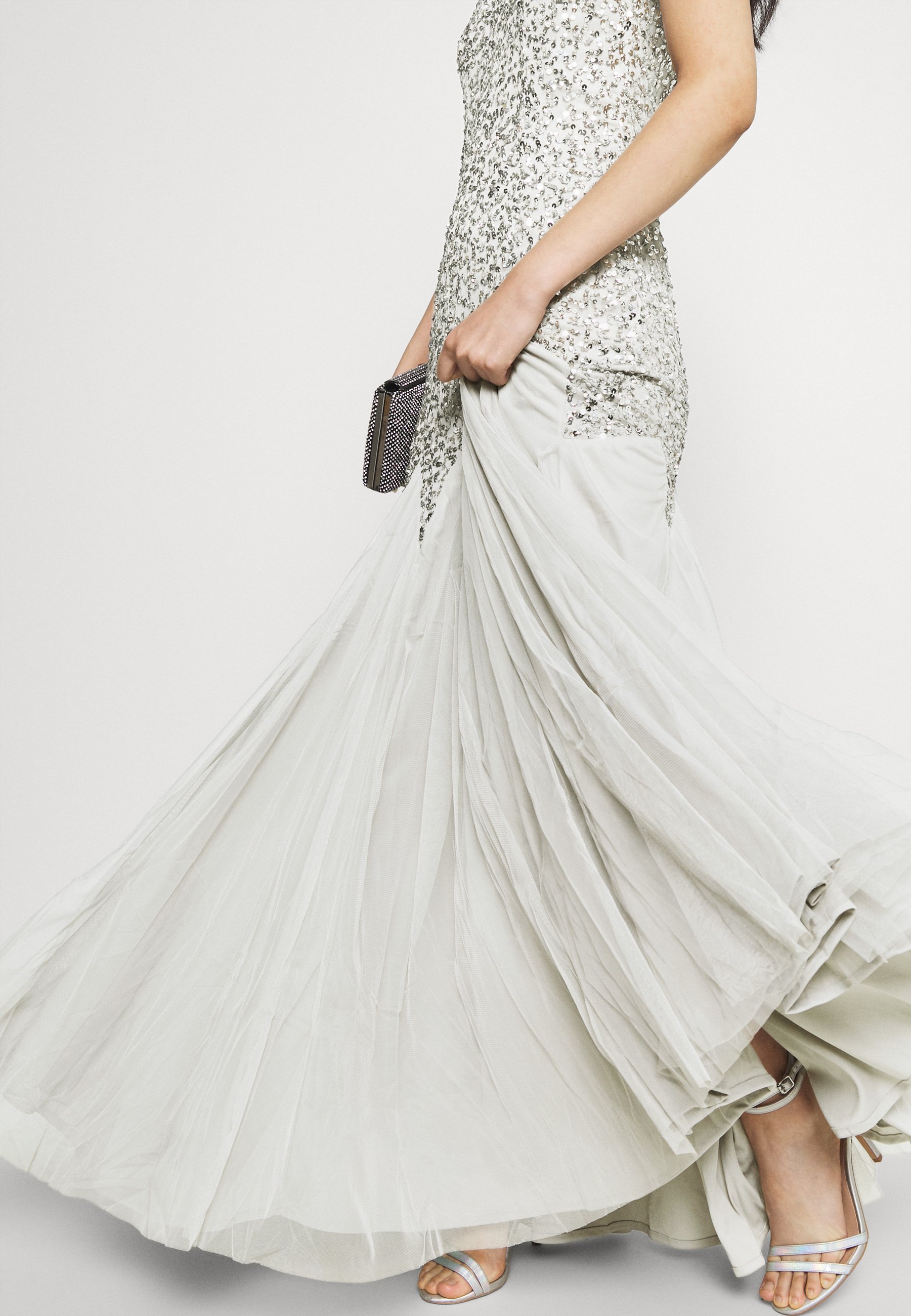 maya black sequin fishtail maxi dress