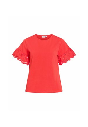VILA, SHORT SLEEVED TOP VISUMMER ROUND NECK - T-shirts print - hibiscus