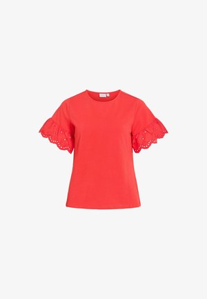 VILA, SHORT SLEEVED TOP VISUMMER ROUND NECK - Trükipildiga T-särk - hibiscus
