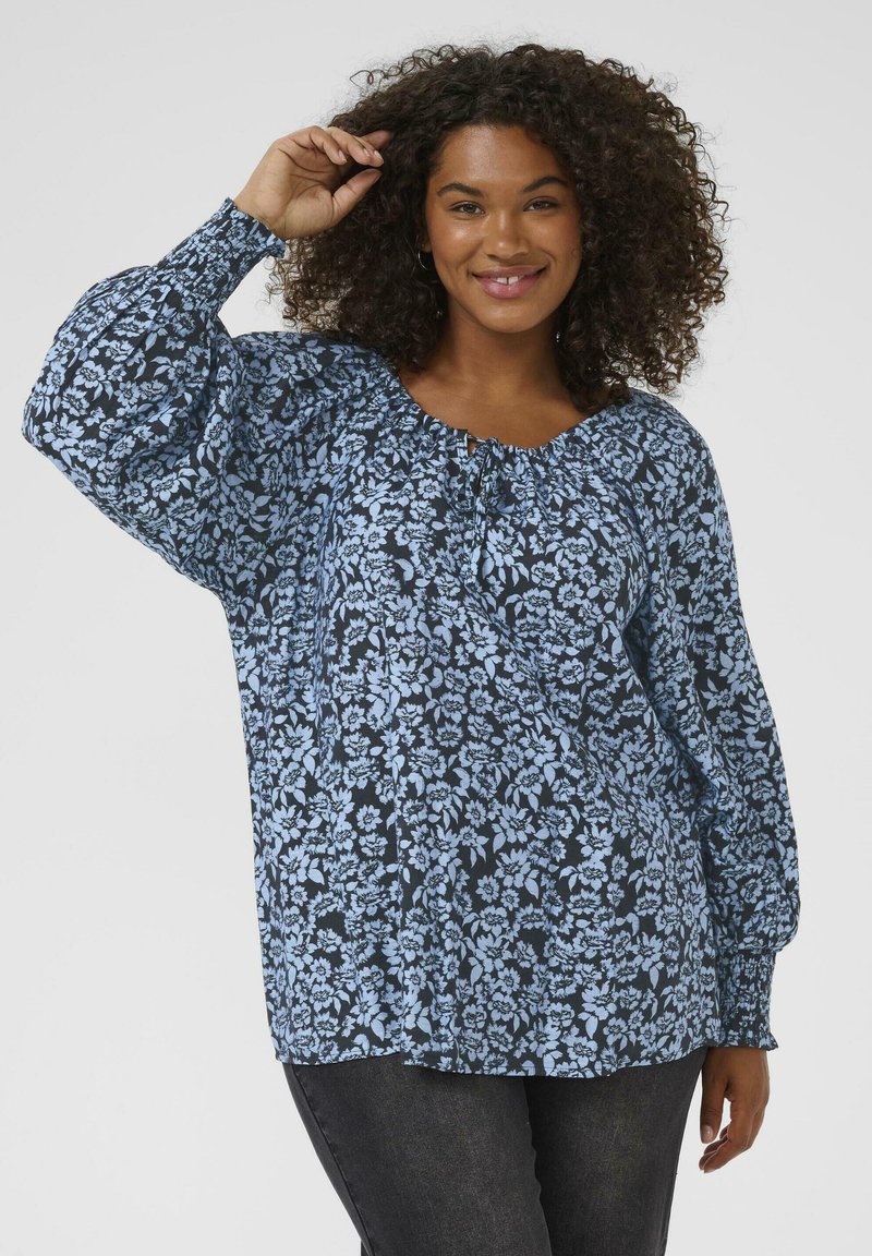 Kaffe Curve AMINA - Blouse - black windsurfer flower print