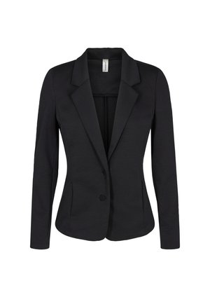Schwarzer Blazer mit taillierter Passform, Reverskragen, einem Knopfverschluss und langen Ärmeln. Glatte Stoffqualität ohne sichtbare Muster oder Akzente.
