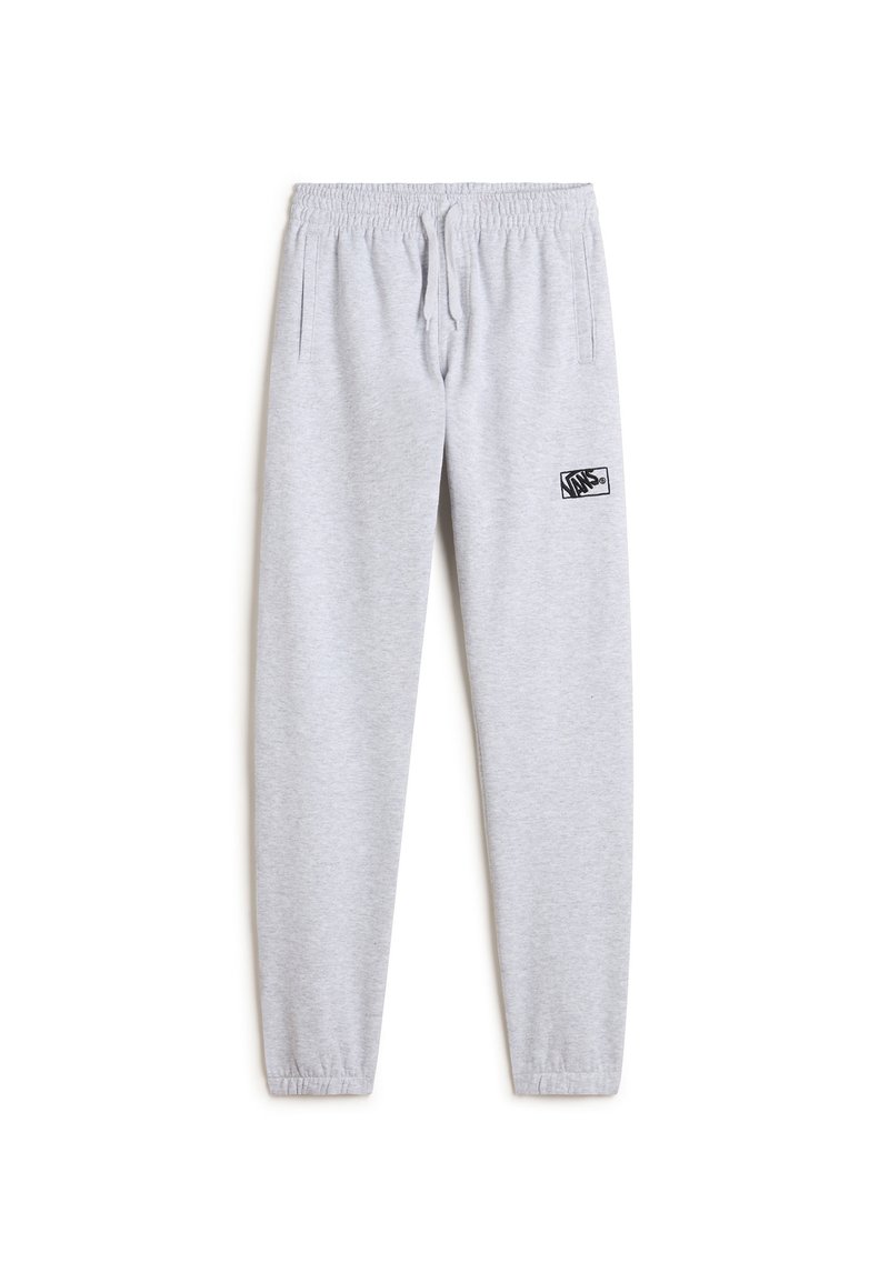 Grå bomullssweatpants med elastisk midjeband, dragsko, sidofickor och en liten svart logotyp på övre lår. Manschetterna är tapered.