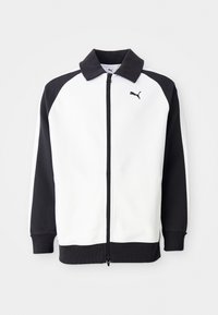 WING COLLAR - Majica s kapuljačom i patentnim zatvaračem - white  black