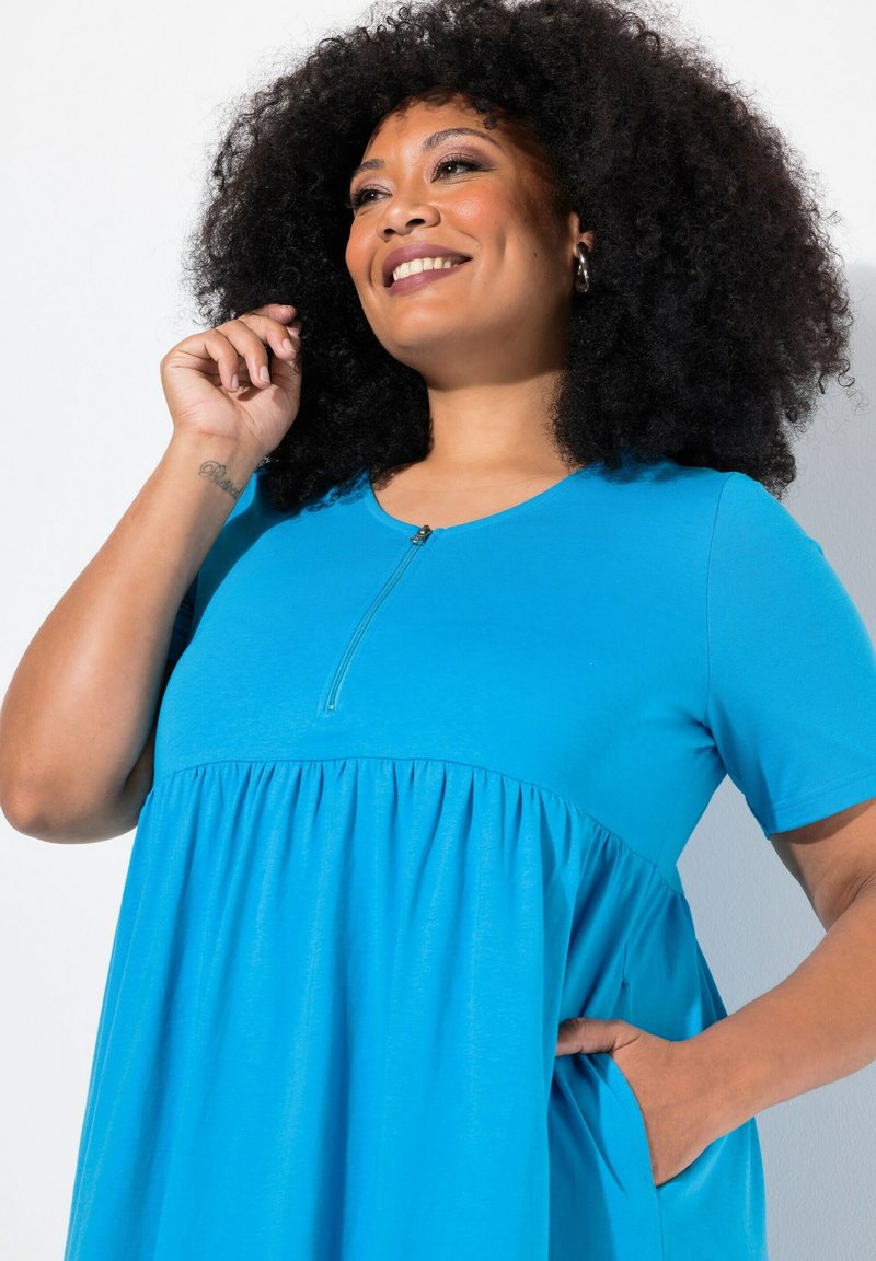 Ulla Popken ZIP FRONT SHORT SLEEVE SWING EMPIRE Jumper dress