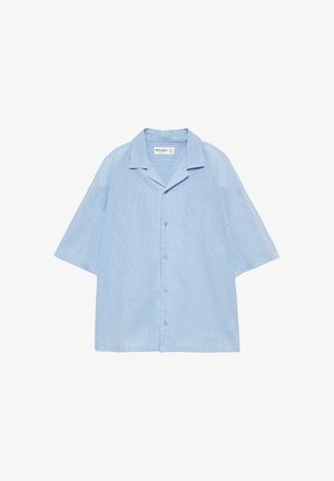 PULL&BEAR, STRIPED SHORT SLEEVE - SHIRT - Shirt - blue