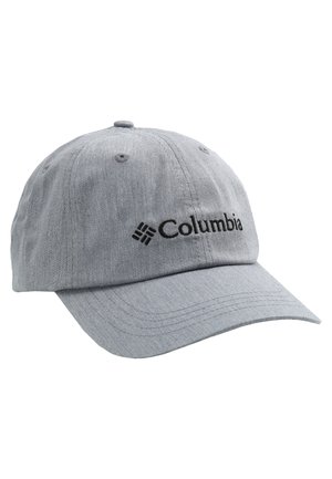 Jasnoszara czapka z zakrzywionym daszkiem, wykonana z miękkiego materiału. Na froncie znajduje się czarne haftowane logo "Columbia". Sześć otworów wentylacyjnych.