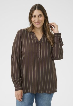 SIDA - Blouse - black coffee   morel stripe