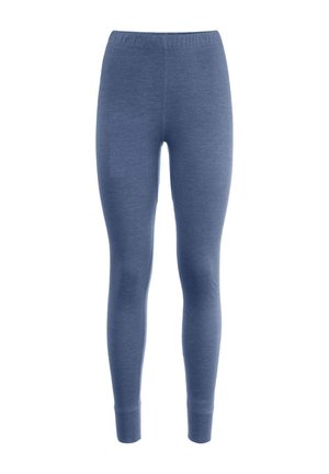 Blaue Leggings mit enger Passform, aus einem weichen, dehnbaren Stoff gefertigt. Mit einem elastischen Bund und Knöchelbündchen für zusätzlichen Komfort.