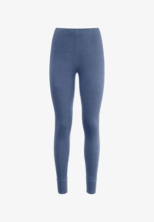 Blaue Leggings mit enger Passform, aus einem weichen, dehnbaren Stoff gefertigt. Mit einem elastischen Bund und Knöchelbündchen für zusätzlichen Komfort.