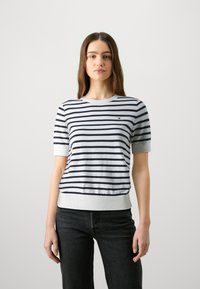 Tommy Hilfiger SHORT SLEEVE KNIT - Paprasti marškinėliai - ivory petal/desert sky