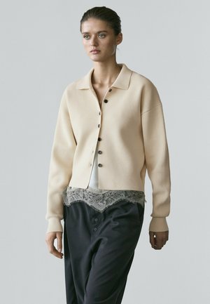 WITH RHINESTONE BUTTONS  - Strickjacke - beige
