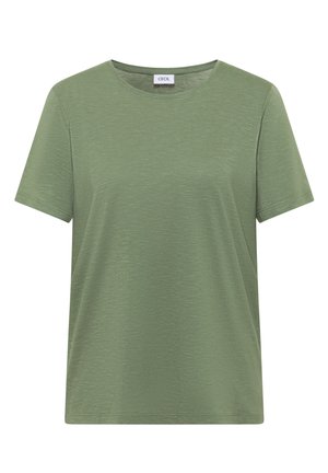 Cecil, BASIC T-SHIRT WITH ROUND NECK IN A SOLID COLOR - T-Shirt basic - deep matcha green