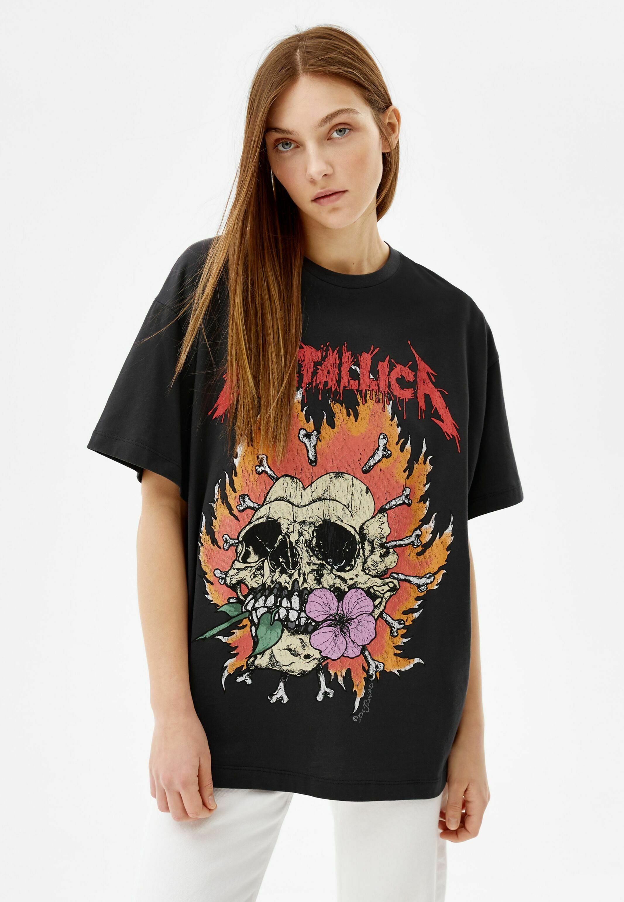 Bershka METALLICA PRINT - T-shirt con stampa - mottled black/nero-screziato  - Zalando