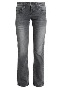 Grijze denim jeans met een rechte snit, vijf zakken en een vervaagde afwerking. Voorzien van een knoop- en ritssluiting met klassieke stiksel.